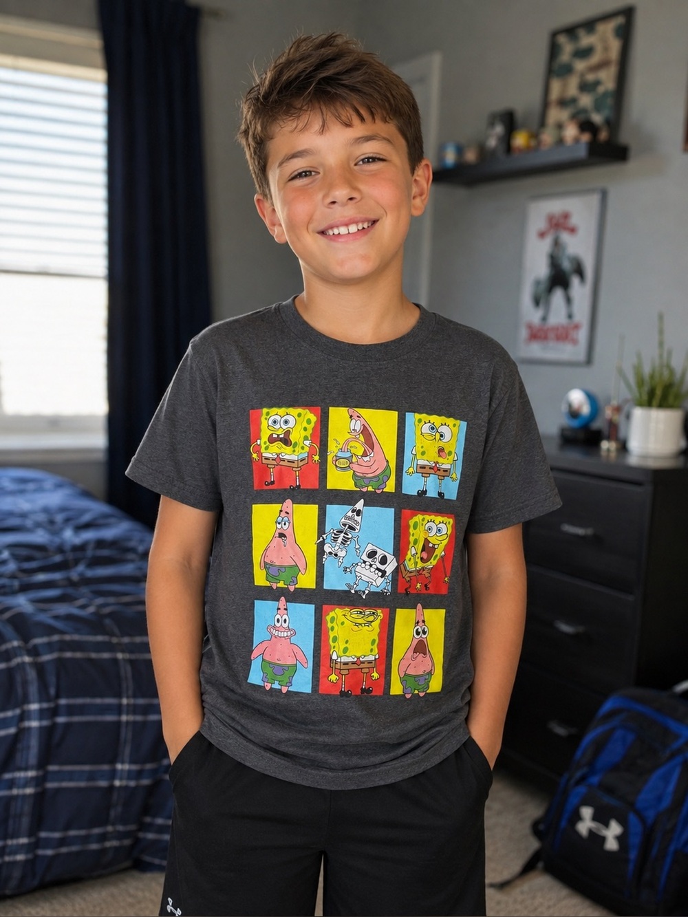 SpongeBob SquarePants & Patrick Graphic Shirt Gray Size M
